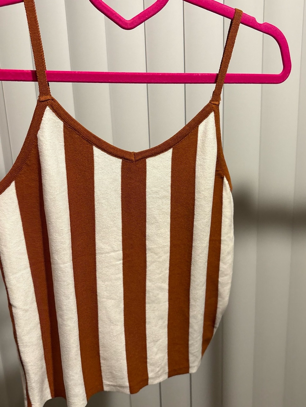 Striped Brown and White Knit Tank Top